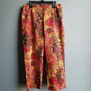 JN Apparel NY Orange & Red Paisley Capri Pants, 12p